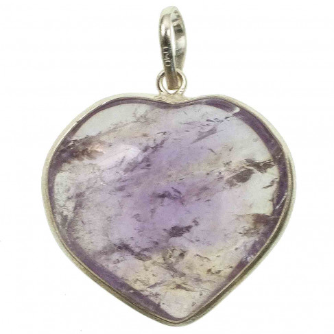 Pendentif coeur en améthyste monture en argent 925