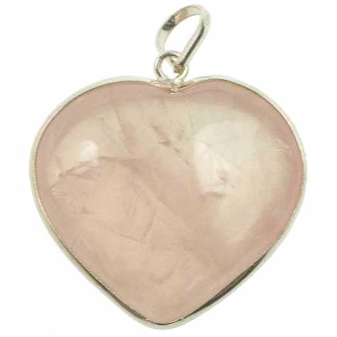 Pendentif coeur en quartz rose monture en argent 925