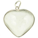 Pendentif coeur en cristal de roche monture en argent 925