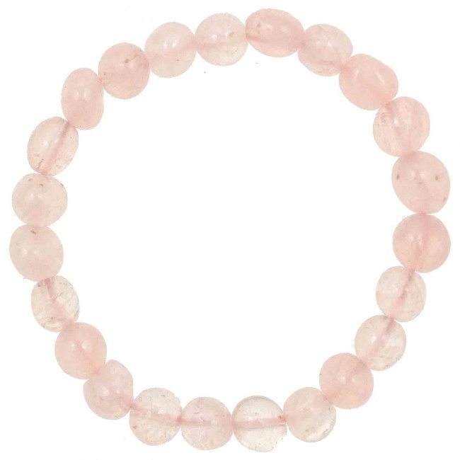 Bracelet en quartz rose - Perles pierres roulées