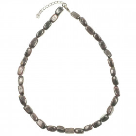 Collier en grenat almandin - Perles pierres roulées (forme carrée)