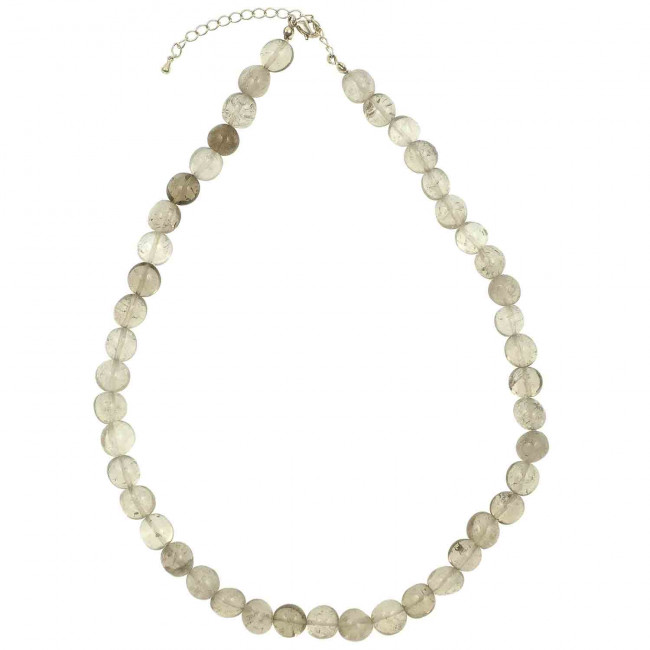 Collier en cristal de roche fumé - Perles pierres roulées