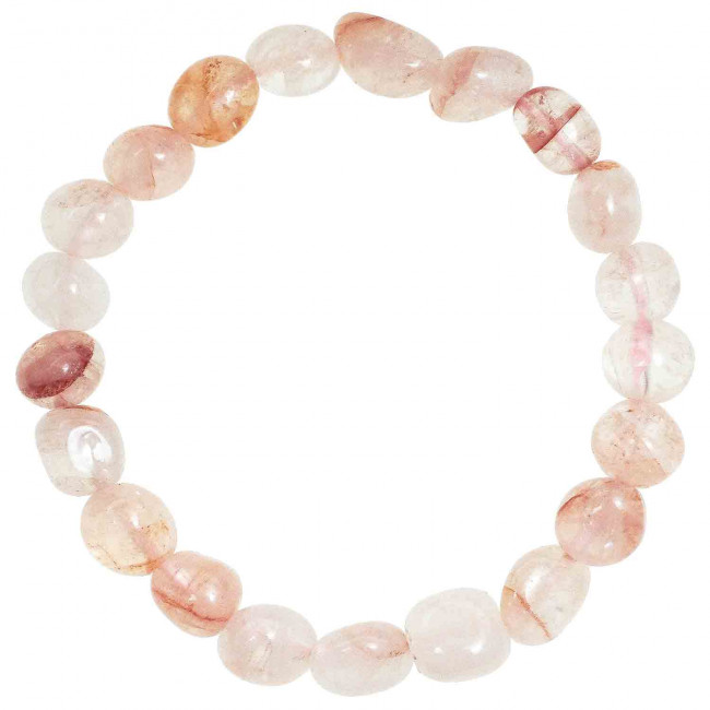 Bracelet en calcédoine rose - Perles pierres roulées