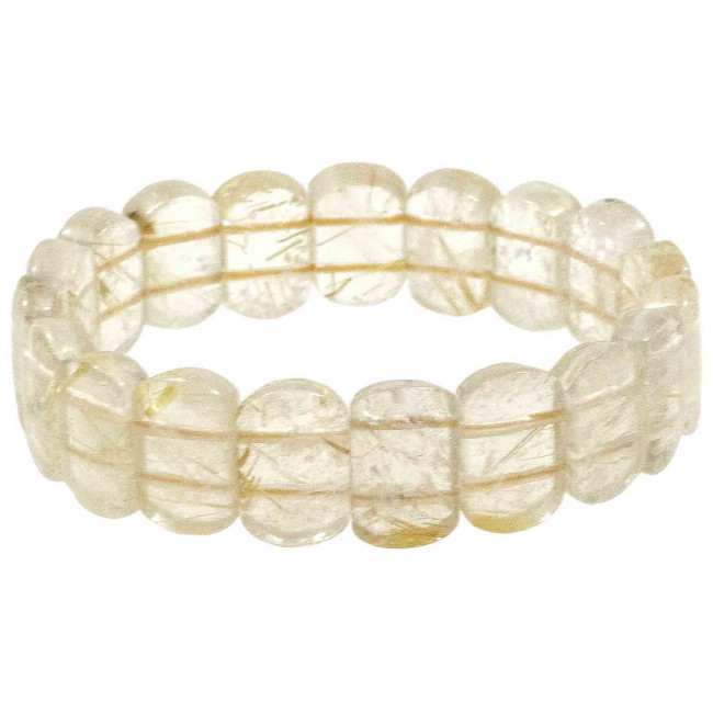 Bracelet perles rectangulaires en cristal de roche rutile