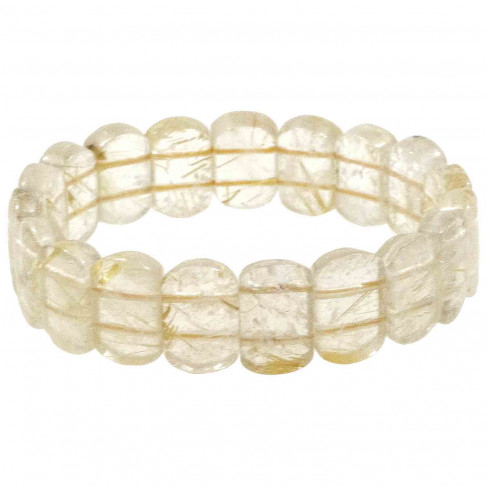 Bracelet perles rectangulaires en cristal de roche rutile