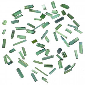 Petits cristaux de tourmaline verte (Elbaïte) - Qualité extra - 0.5 à 1.5 cm - Lot de 4