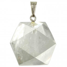 Pendentif icosaèdre en cristal de roche