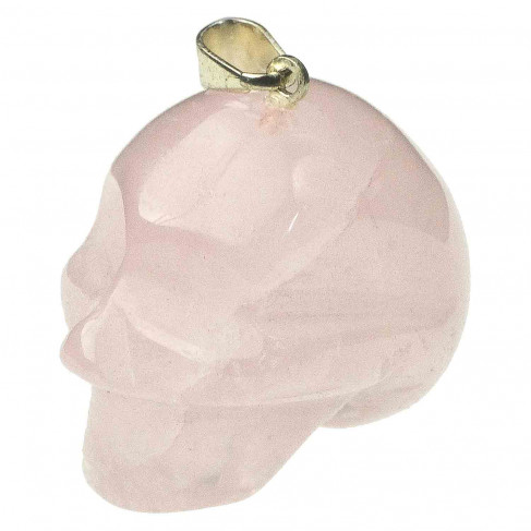 Pendentif crâne en quartz rose (type allien)