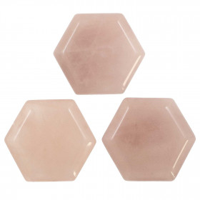 Hexagone poli en quartz rose - 4 cm
