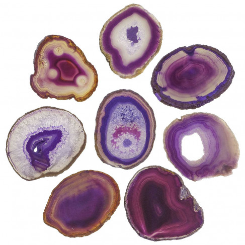 Tranche d'agate polie violette - 10 à 12 cm