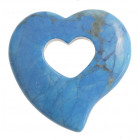 Pendentif donut coeur en howlite teintée bleu