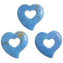 Pendentif donut coeur en howlite teintée bleu