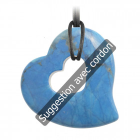 Pendentif donut coeur en howlite teintée bleu