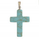 Pendentif croix crucifix en howlite teintée bleu