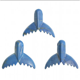 Pendentif pierre percée queue de baleine en howlite teintée bleu