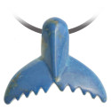 Pendentif pierre percée queue de baleine en howlite teintée bleu