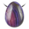 Pendentif goutte pierre percée en agate colorée violet