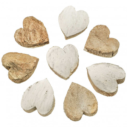 Coeurs blancs découpés dans une noix de coco - Lot de 10