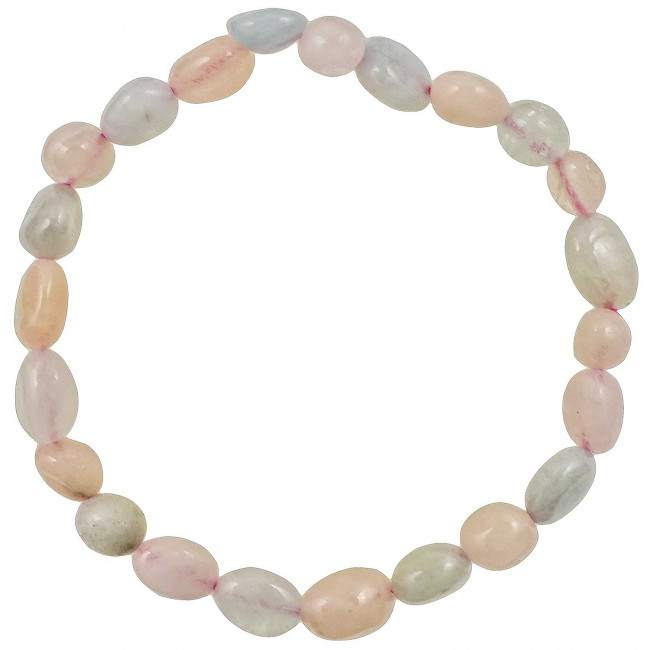 Bracelet en morganite - Perles pierres roulées mini