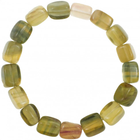 Bracelet en fluorite multicolore - Perles pierres roulées (forme carré)