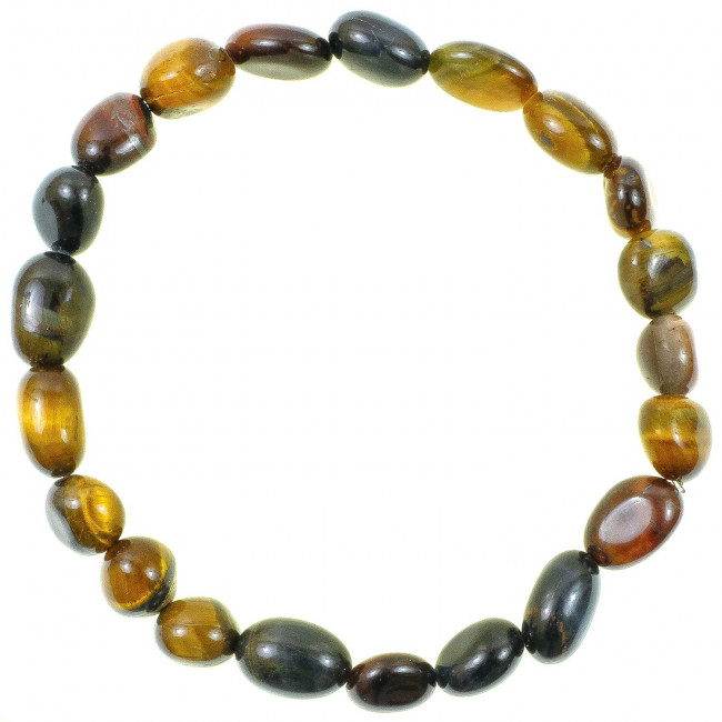 Bracelet en oeil de tigre et oeil de faucon - Perles pierres roulées