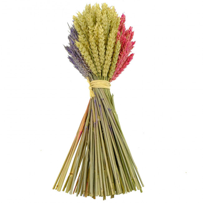 Bouquet de blé couleur lavande rose et naturel - 35 cm