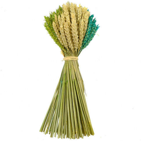 Bouquet de blé couleur vert rose et naturel - 35 cm