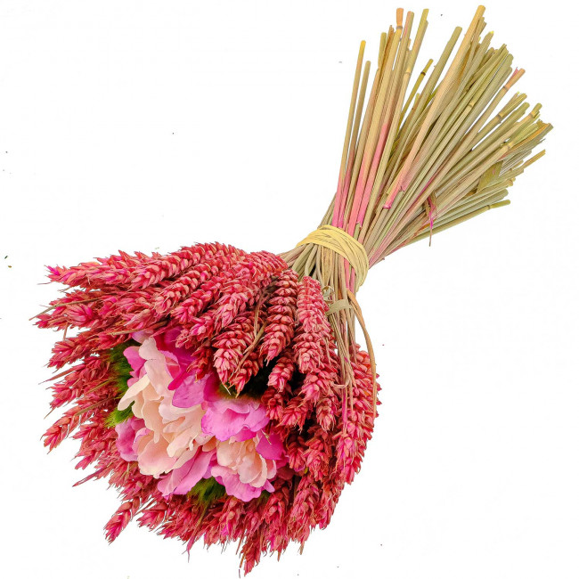 Bouquet de blé rose fleurs en tissu - 30 cm