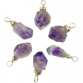 Pendentif pointe améthyste brute monture en argent 925