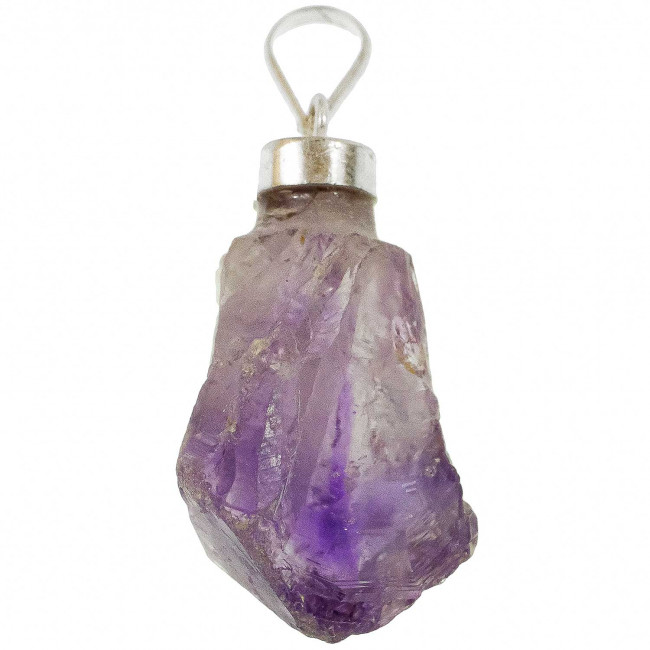 Pendentif pointe améthyste brute monture en argent 925
