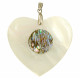 Pendentif coquillage coeur en nacre incrustation abalone avec chainette