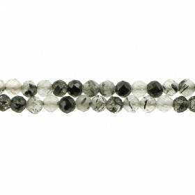 Collier de quartz tourmaline noire - Perles facettées ultra mini
