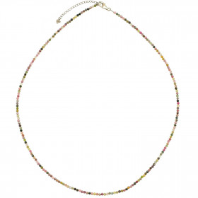 Collier en tourmaline multicolore - Perles facettées ultra mini - Argent 925