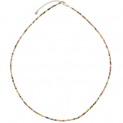 Collier en tourmaline multicolore - Perles facettées ultra mini