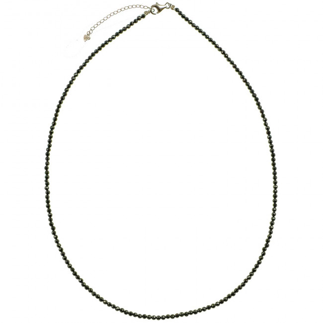 Collier en spinelle noire - Perles facettées ultra mini - Argent 925