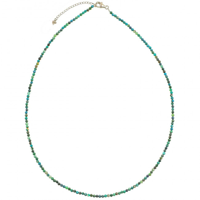 Collier en chrysocolle - Perles facettées ultra mini - Argent 925
