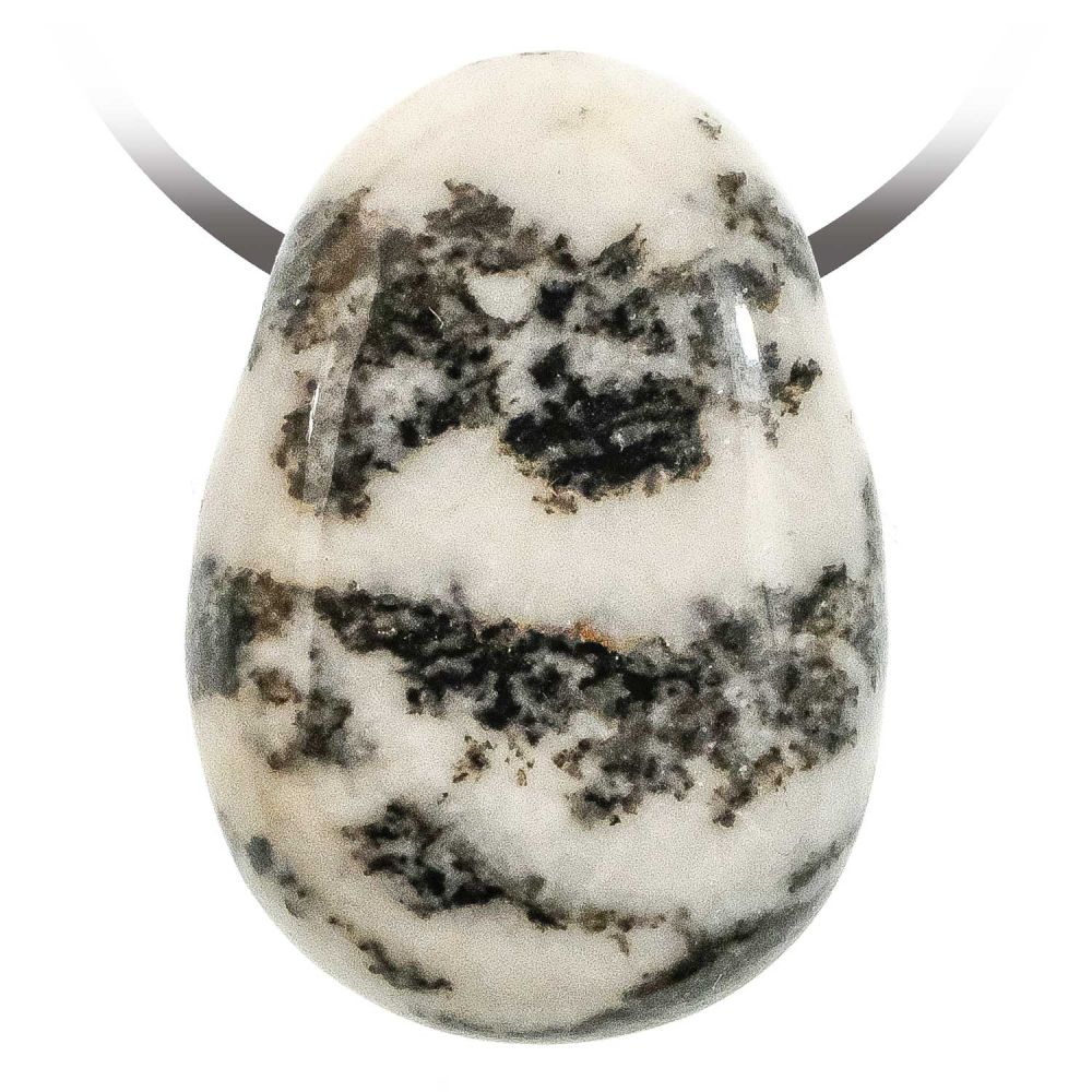 Pendentif Goutte Jaspe Océan Percé Avec Ruban Coton - Pierre Naturelle Semi-Précieuse