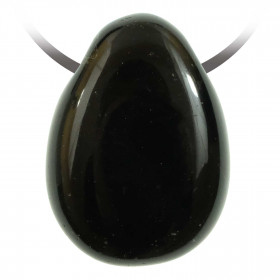 Pendentif goutte pierre percée en obsidienne noire
