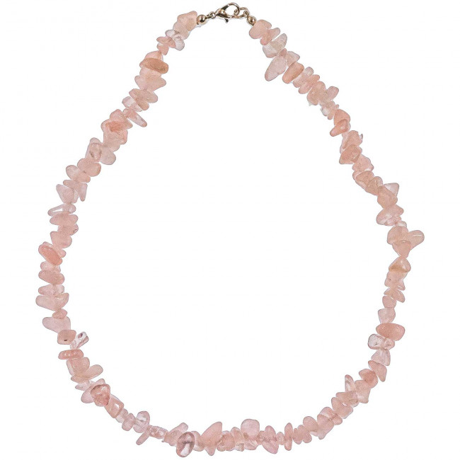 Collier de pierre en quartz rose - perles baroques