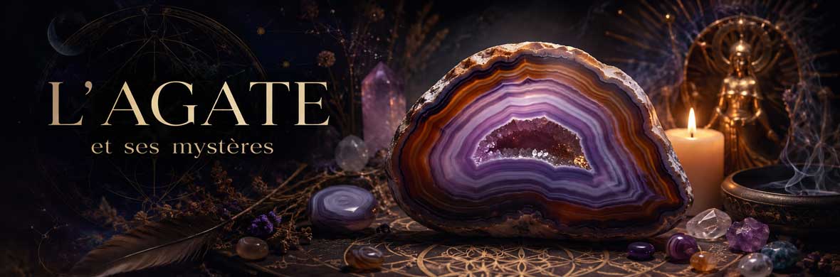 Agate naturelle aux motifs rubanés, symbole d’équilibre et d’ancrage en lithothérapie