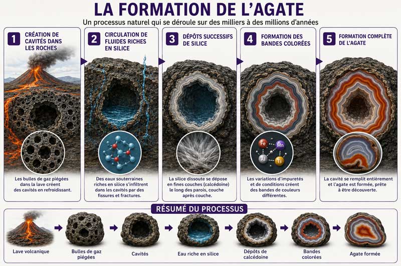 Formation géologique de l'agate