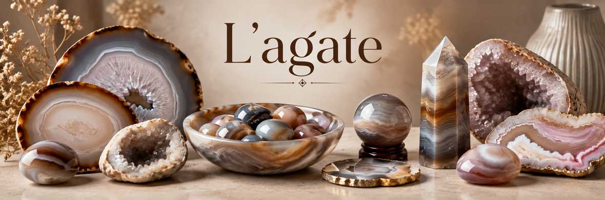 Pierres, minéraux et objets décoratifs en agate