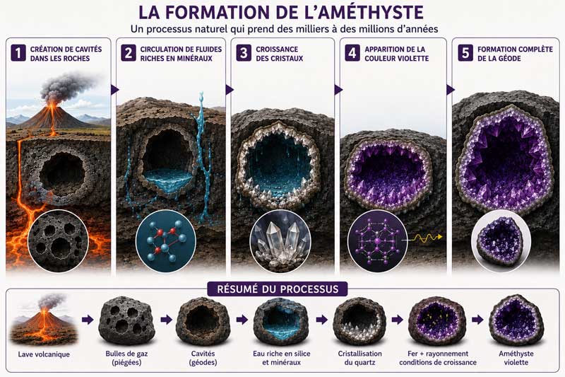 Formation géologique de l'améthyste