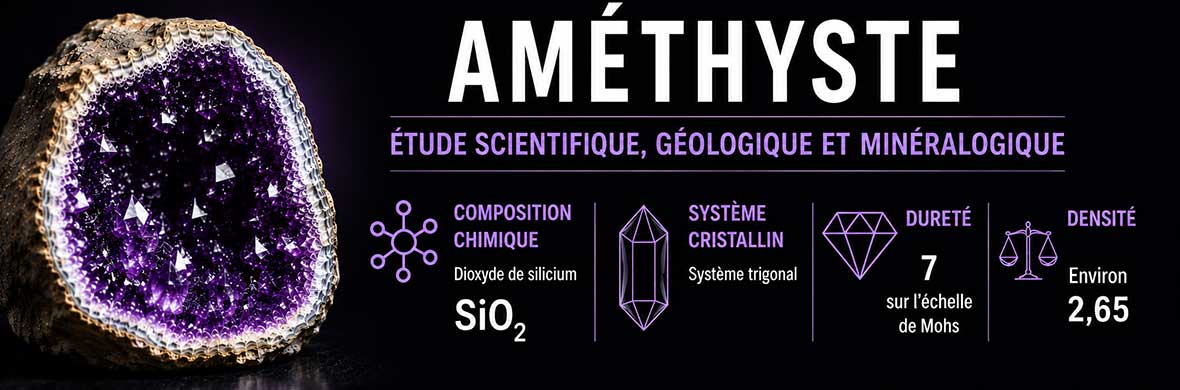 Cristaux violets d’améthyste sur matrice de quartz