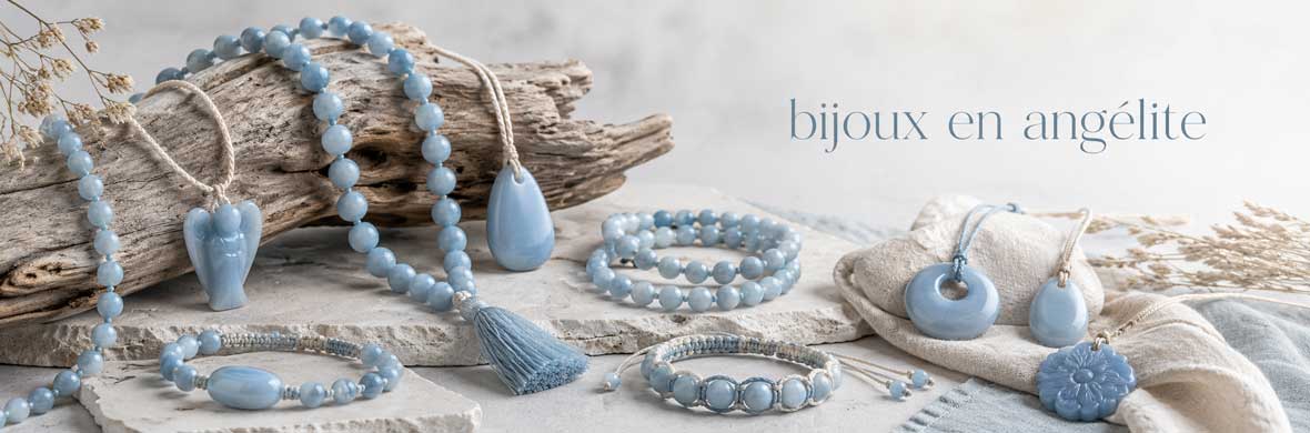 Bijoux en angélite en pierre naturelle