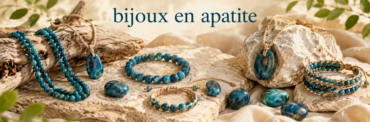 Bijoux en apatite naturelle : bracelets, colliers et pendentifs