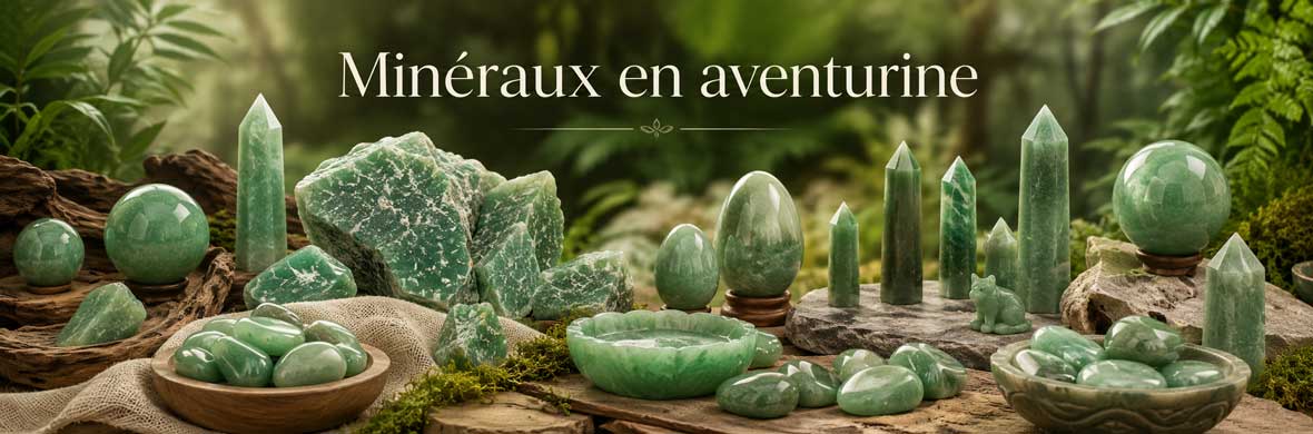pierres, cristaux et objets minéraux en aventurine naturelle