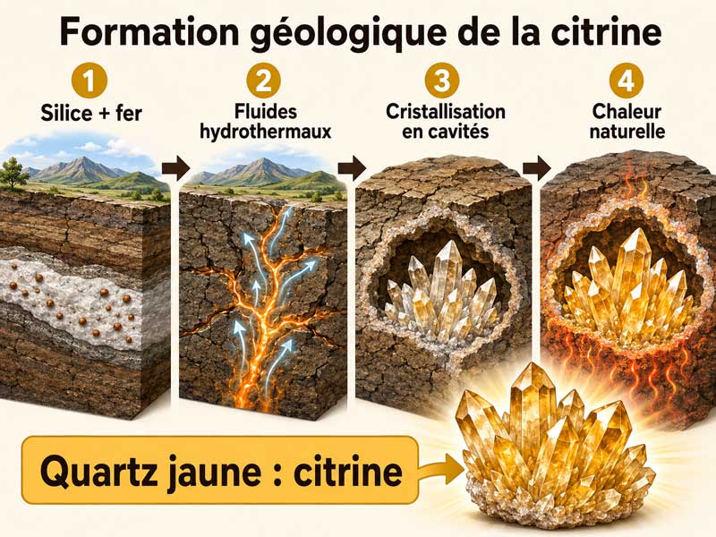 formation géologique de la citrine