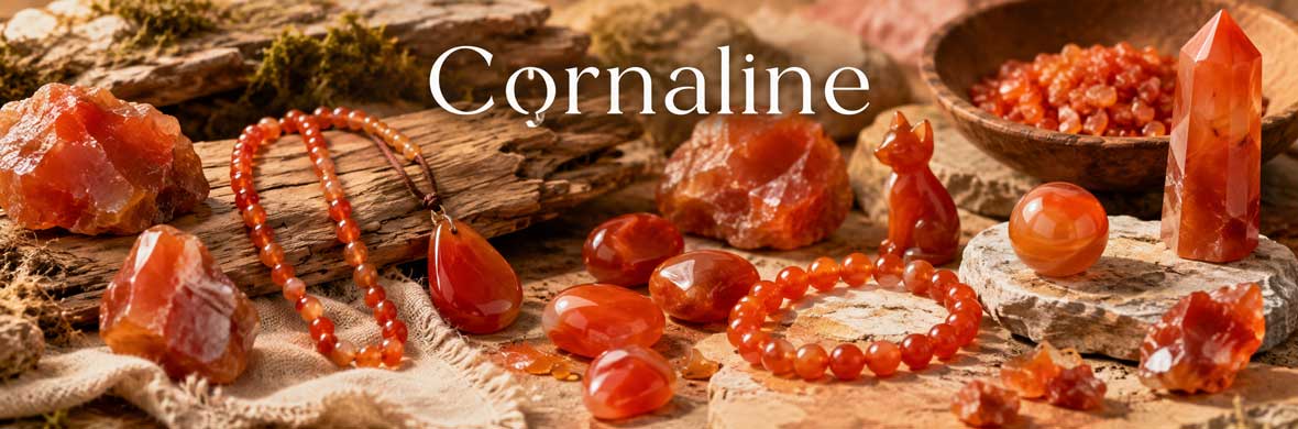 Cornaline naturelle aux teintes orange rouge, polie et brute