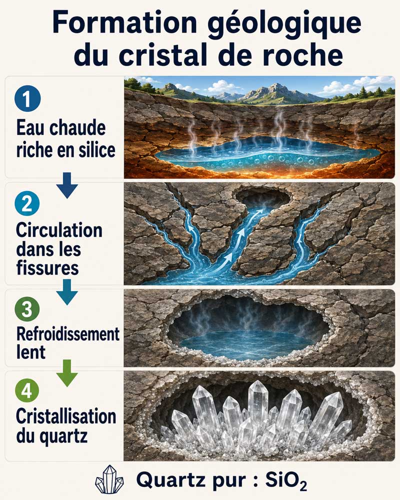 Formation géologique de cristal de roche